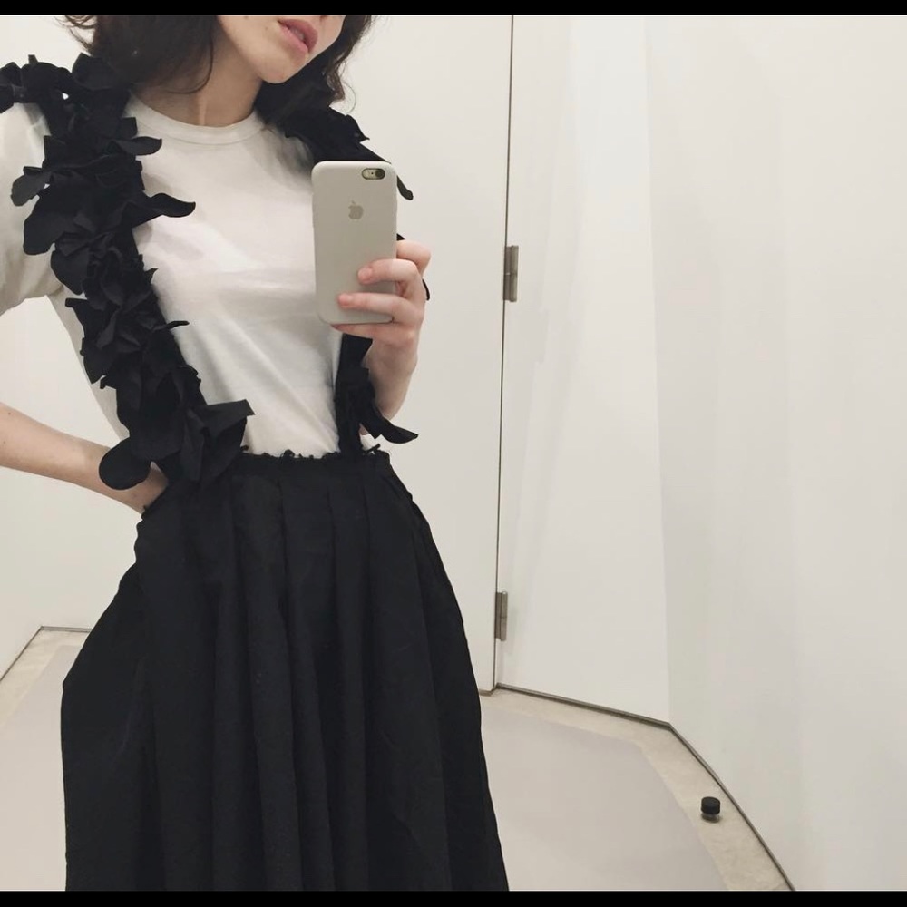 ❌‼️SOLD‼️❌ CDG PINAFORE CRISS-CROSS RUFFLE DRESS